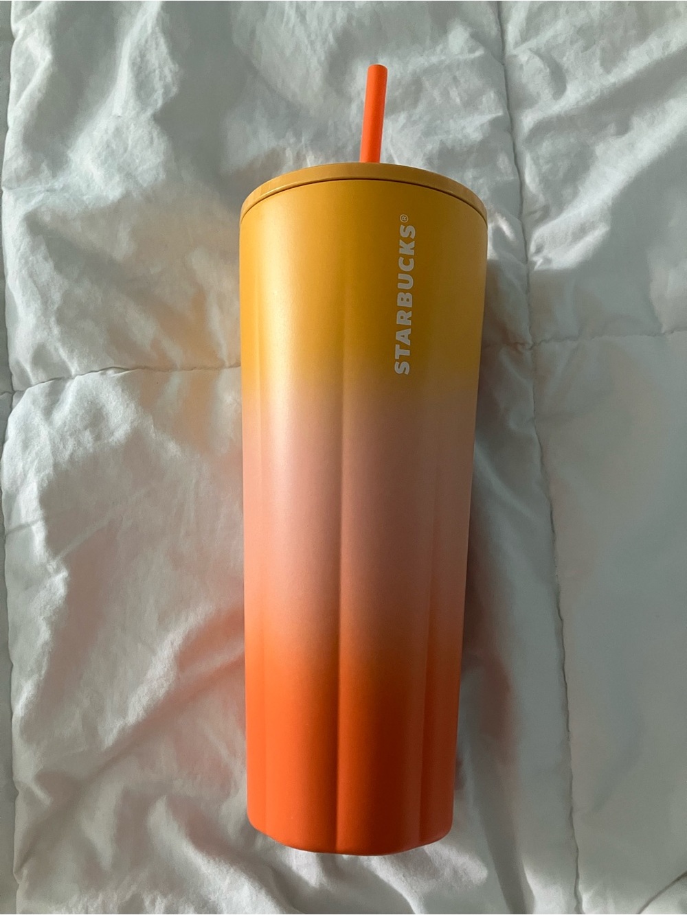 Starbucks Yellow to Orange Gradient Tumbler with Orange Straw